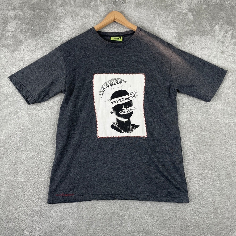 Vintage Sex Pistols Shirt Mens Large Gray God Save The Queen Band Dragonfly Y2K